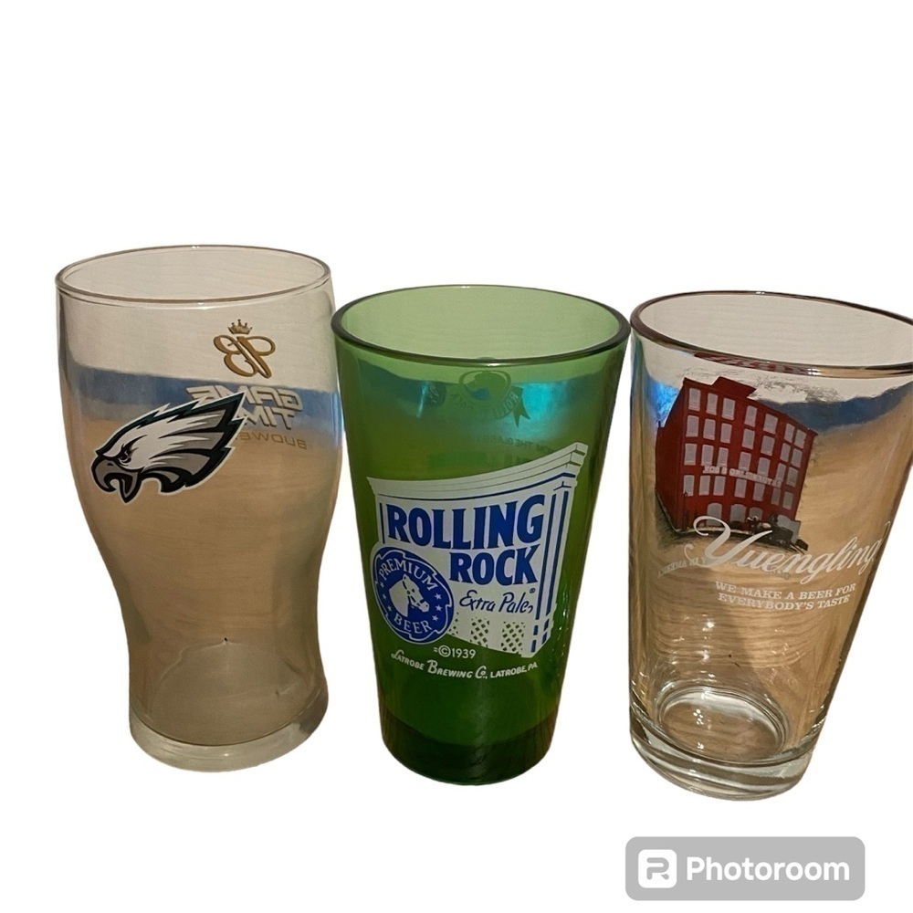 Beer Glass Bundle Rolling Rock Yuengling Budweiser Philadelphia Eagles Bar